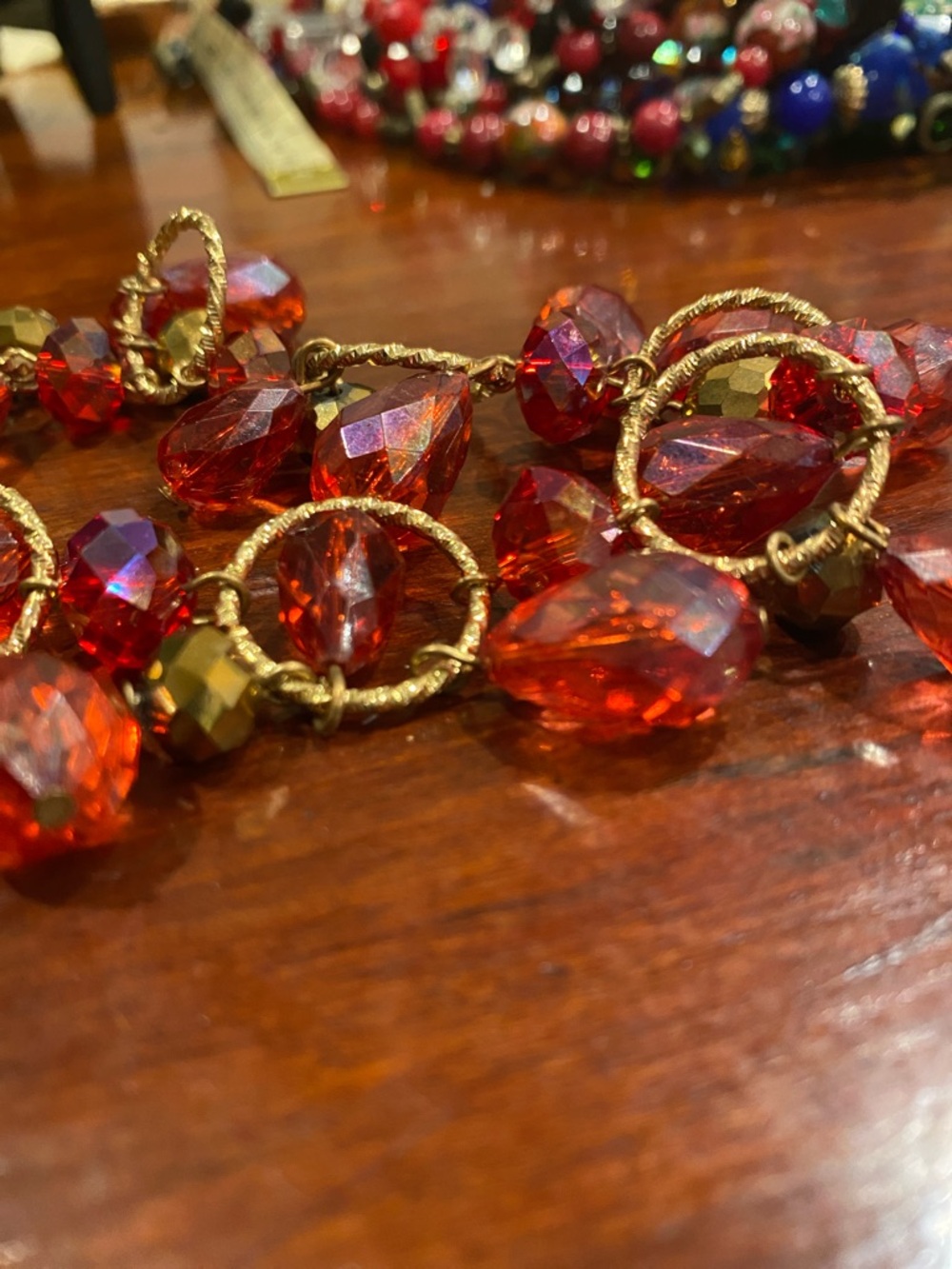 Reddish Pink Beaded Drop Necklace - Women Jewelry - Picture 8 of 10